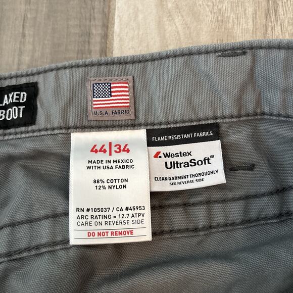 Ariat FR M4 Relaxed Boot Cut Low Rise FR Rated Pants Mens 44/34 Gray Ripstop NWT - Picture 6 of 7